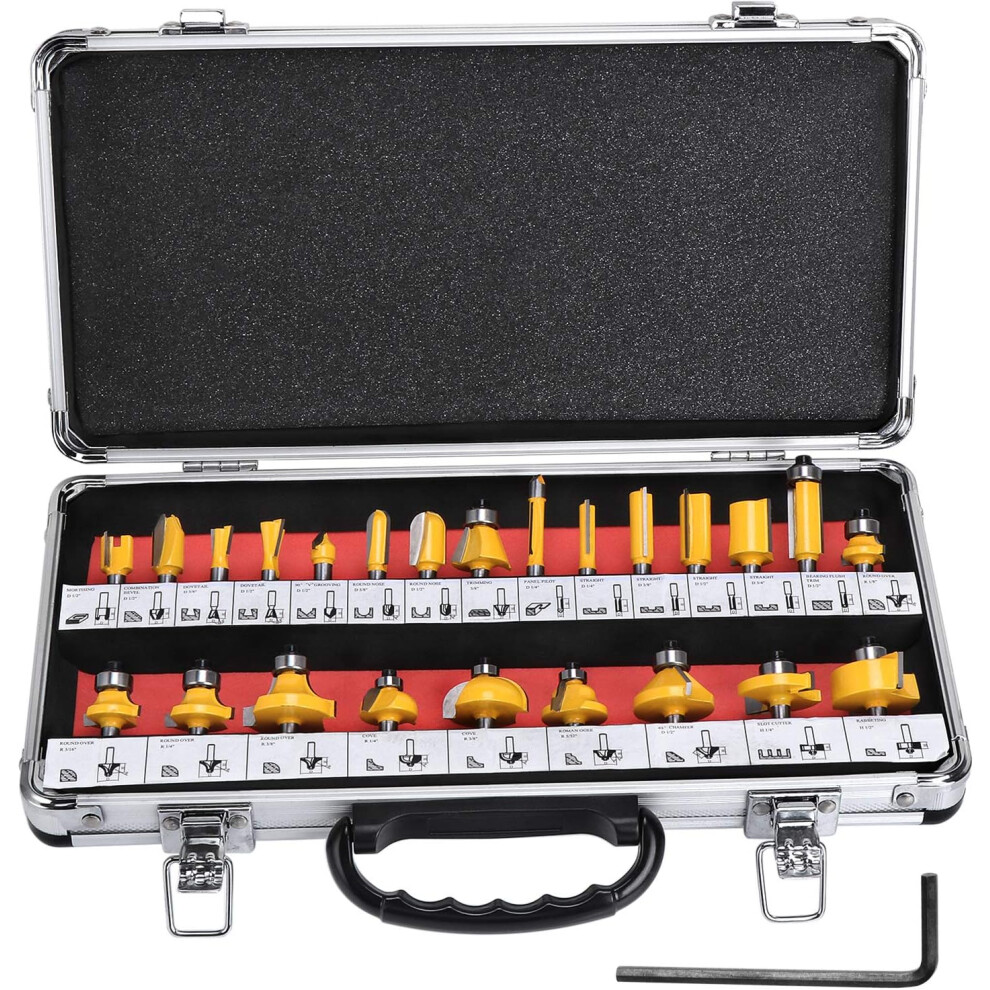 24Pcs Router Bits, Top Reamers, 6.35Mm Router Bits, Tungsten Carbide Tipped Woodworking Tools 6228927261364