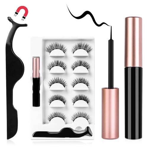 Magnetic Lashes with Eyeliner, 5 Pairs Thick Long Artificial False Eyelashes