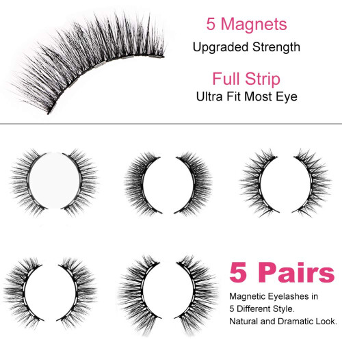 Magnetic Lashes with Eyeliner, 5 Pairs Thick Long Artificial False Eyelashes 1
