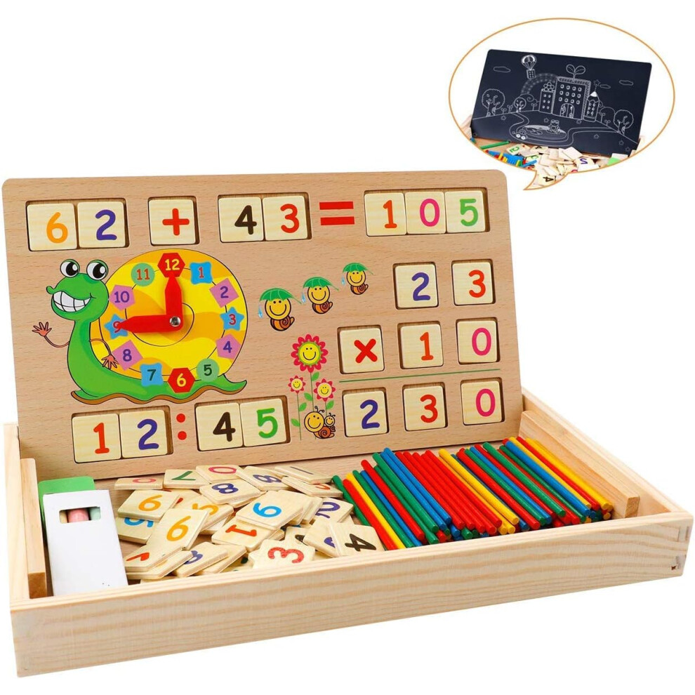 Math Toy Wooden Learning Box Number Learning Game with Drawing Wooden Board Educational Toys for Children 3 4 5 Years Old