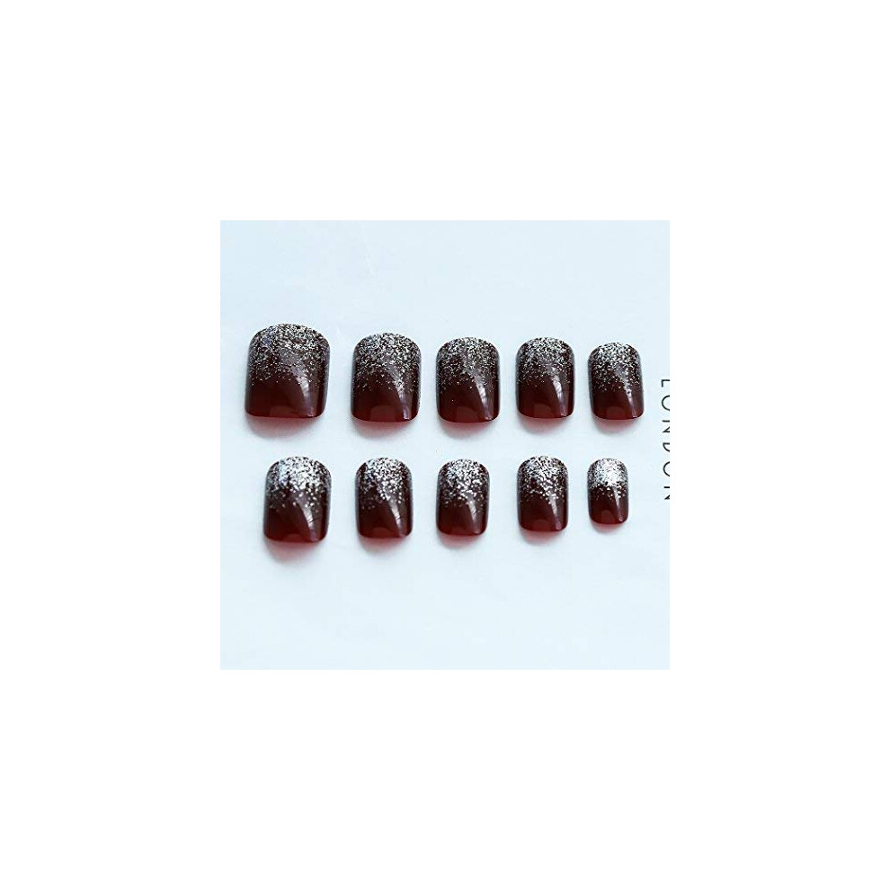 Limbo Red Glossy Press On Nails Square Fake Nails Artificial Full Cover False Nails (24Pcs)