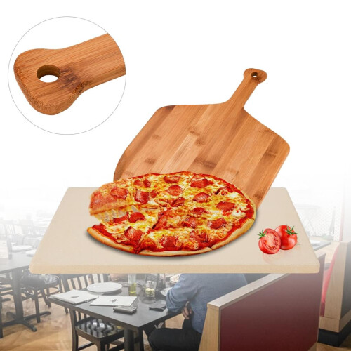 Amazy pizza stone,bamboo pizza shovel,45x29.5x1cm 2