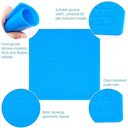 3D Printing Pen Silicone Mats with Basic Template, 3D Pen Drawing Pad for Kids and Beginners