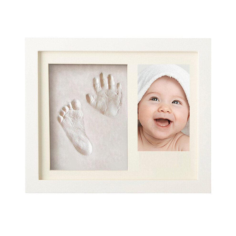 Baby Picture Frame With Plaster Cast, Size 23X28cm, Color Picture Frame Imprint Set Handprint And Footprint White Limbo