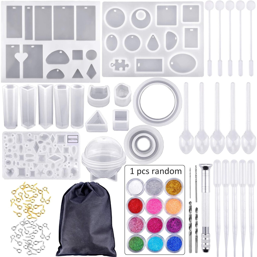 83 Pieces Silicone Casting Resin Jewelry Molds and Tools Set for DIY Jewelry Resin Craft Making