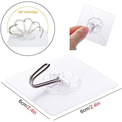 50PCS Transparent Adhesive Hooks,Kitchen Wall Hook with Stainless 2