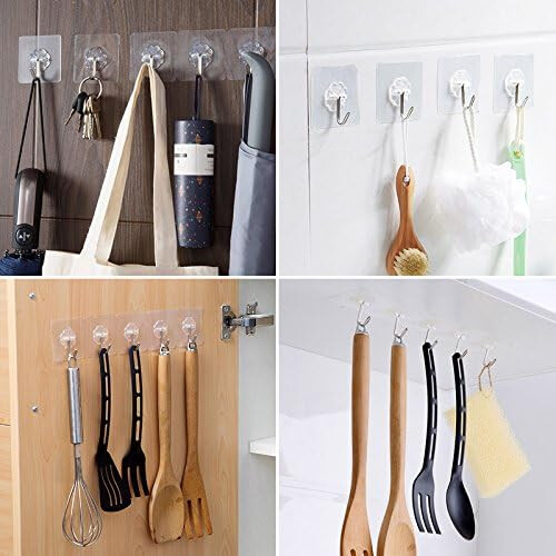 50PCS Transparent Adhesive Hooks,Kitchen Wall Hook with Stainless 1