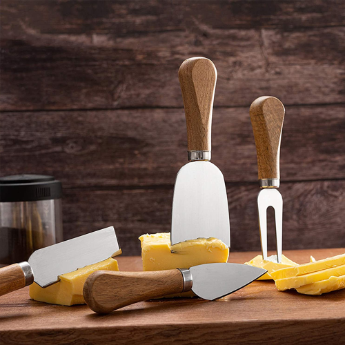 4-piece cheese knife set with acacia wood handle 2