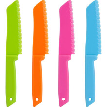 Set of 4 Plastic Serrated Kitchen Knives - Plastic Knives - Kids Safe Chef Nylon Knife / Kids Chef Knife