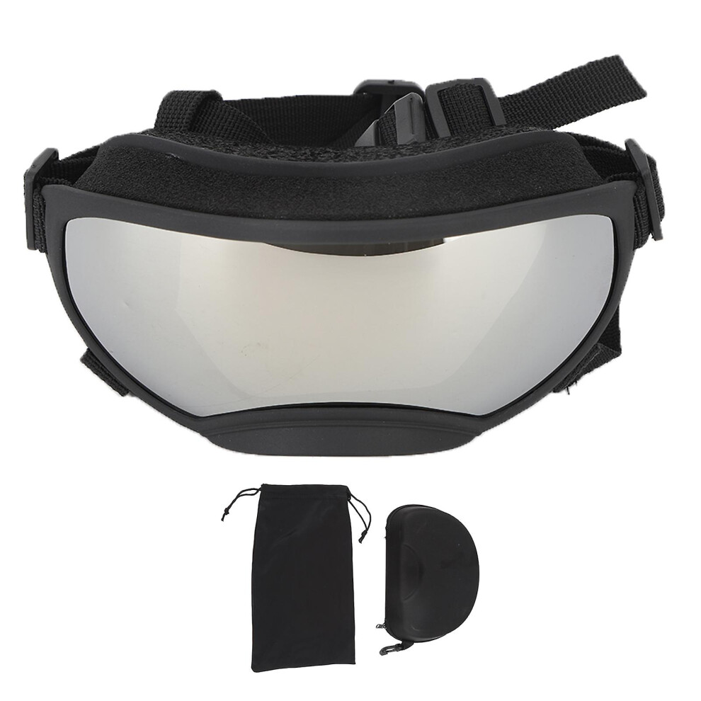 (Silver) Large Dog Sunglasses Uv Protection Windproof Anti Fog Adjustable Dog Goggles For Outdoor Dogs Eye Safety Silver