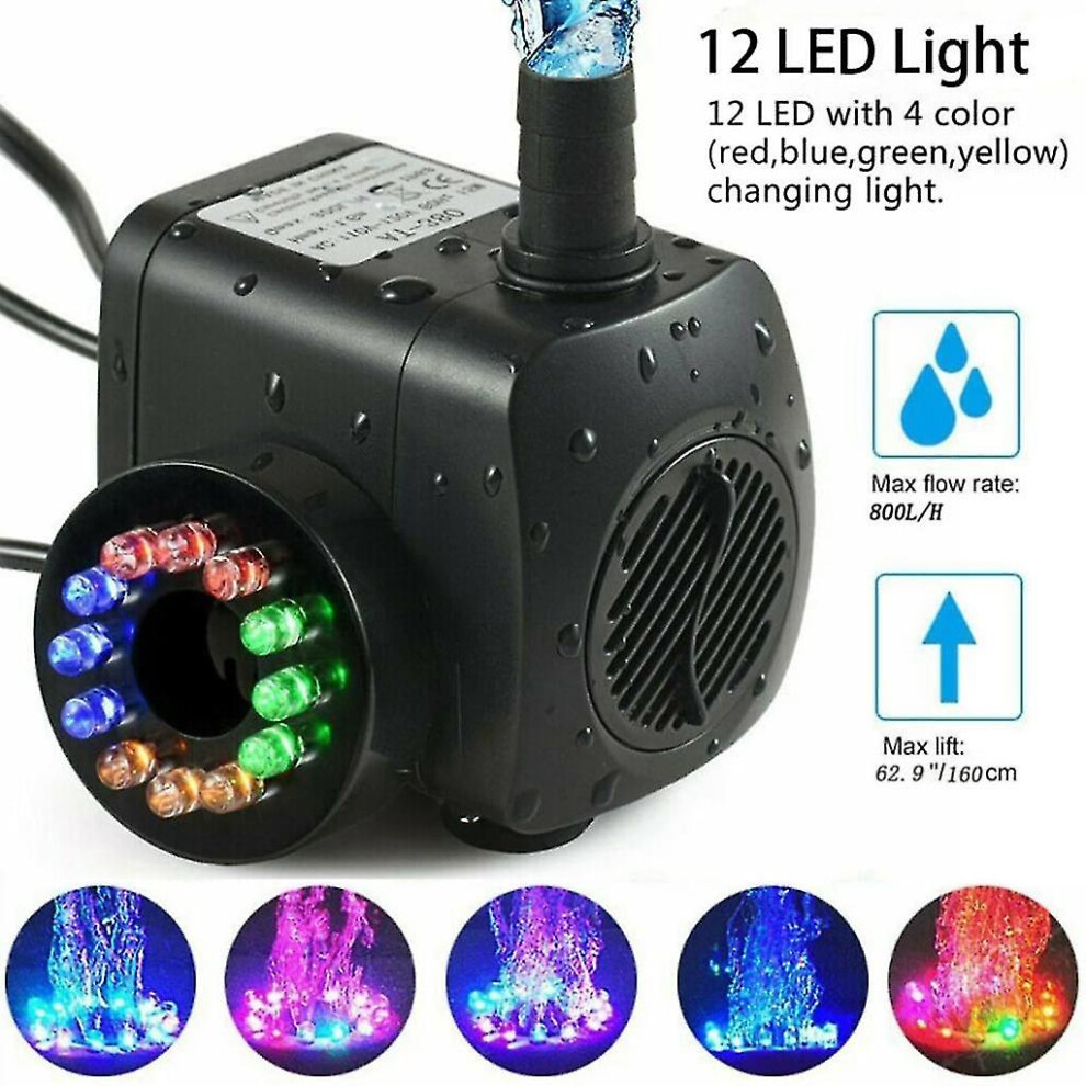 Submersible Water Pump Ultra Quiet 140 Gph10w) Colorful Led Light Pump A
