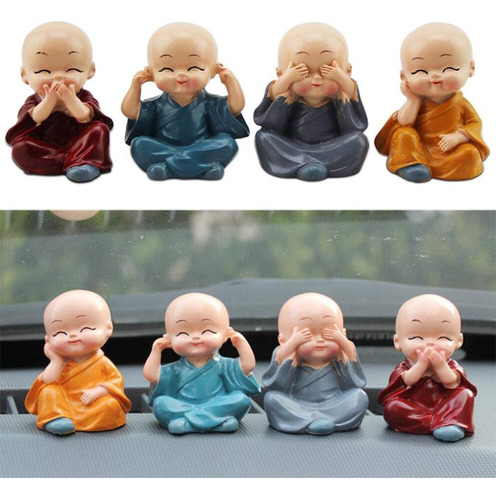 4 Pieces Of Cute Monk Statues Small Resin Statues Wisdom Kung Fu Buddha Statue Creative Craft Ornaments