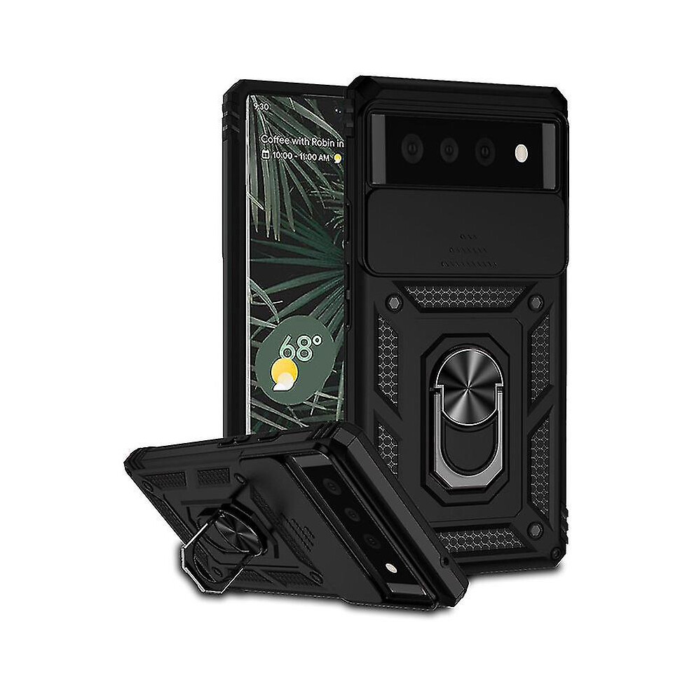 Military Grade Soft Tpu Shockproof Protective Case For Google Pixel 8 Pro/Pixel 8 With Ring Kickstand Slide Camera Cover 8238749154803