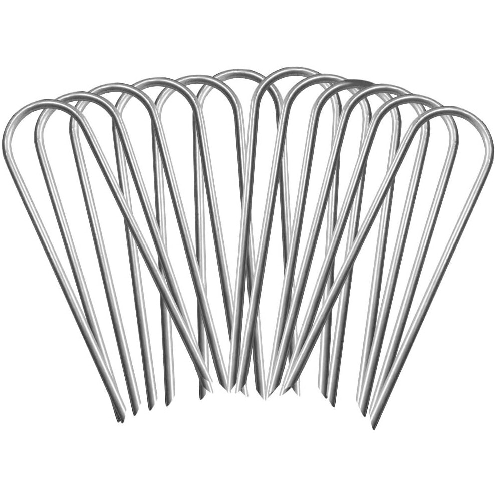 U-Shaped Nail - Trampoline Wind Stakes, Galvanized Steel Trampoline Stake Anchors - 12Pcs