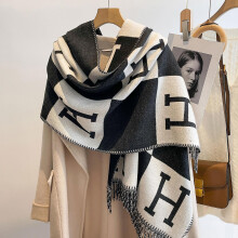 Autumn And Winter Imitation Cashmere Double-sided Colorful Plaid Square Scarf Scarf Ladies Shawl 185*65cm Black And White