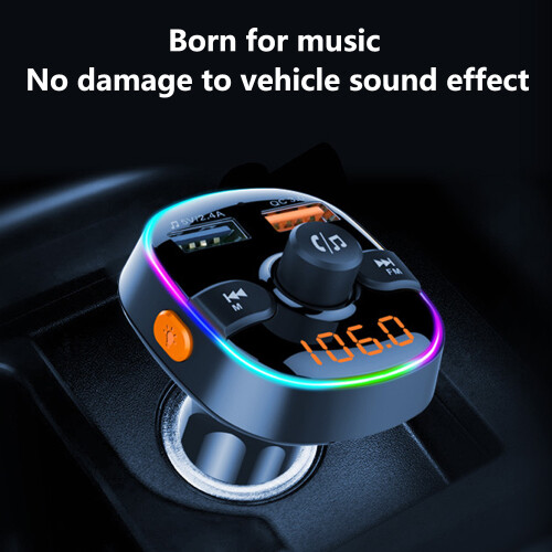 Bluetooth FM Transmitter for Car,QC3.0Wireless Radio Bluetooth Adapter 2
