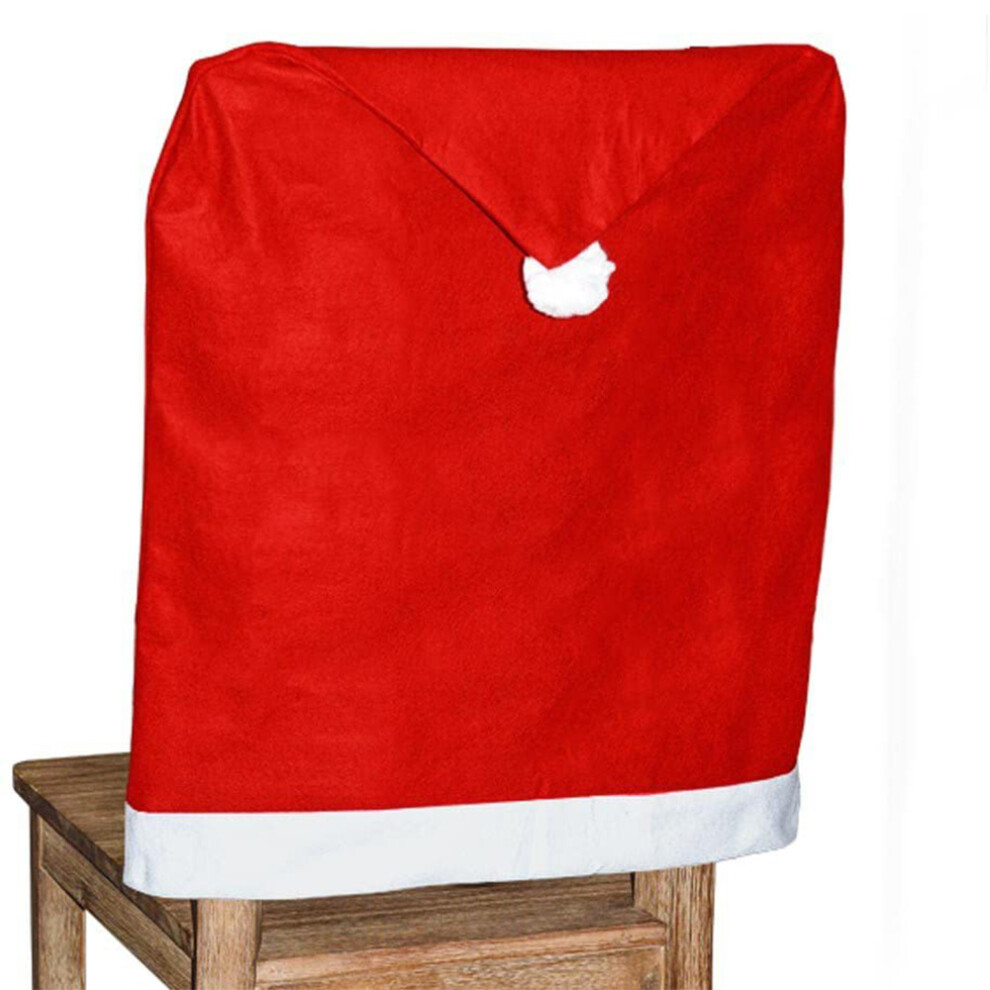 2pcs Christmas Santa Claus Hat Chair Back Covers, Xmas Dinner Decor Red Dining Chair Slipcovers-image-OPC-PDP5MT7-NEW