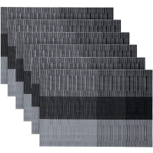 Set of 6 Washable PVC Placemats Non-Slip Heat-Resistant, Easy to Clean and Store
