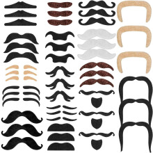 48 Pcs Fake Beards Stick On Mustaches Fake Beards Party Beards for Christmas Celebration (Four Colors)