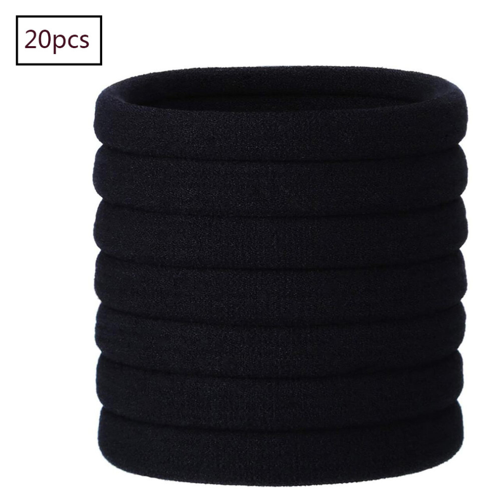 Hair Ties, 20Pcs Black Elastic Hair Bands,Thick And Curly Hair, 4.8 Cm-image-OPC-PDP5N5X-NEW