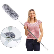 Duster telescopic washable, dust wiper microfiber stainless steel telescopic rod and bendable corner broom, duster