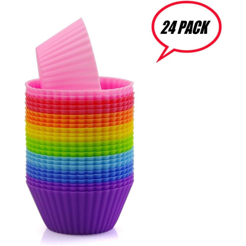 Reusable and Non-stick Silicone Baking Cups, Cupcake Liners, Muffins Cup Molds, 24 Pack 1