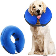 Inflatable Collar For Pet Dog Cat Comfortable Soft Recovery Swimming Protection With Magic Zipper