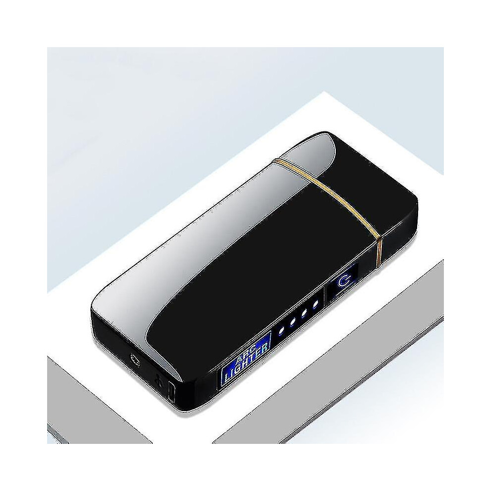 Electric Windproof Metal Lighter Double Arc Flameless Plasma Rechargeable Usb Lighter Led Power Disp