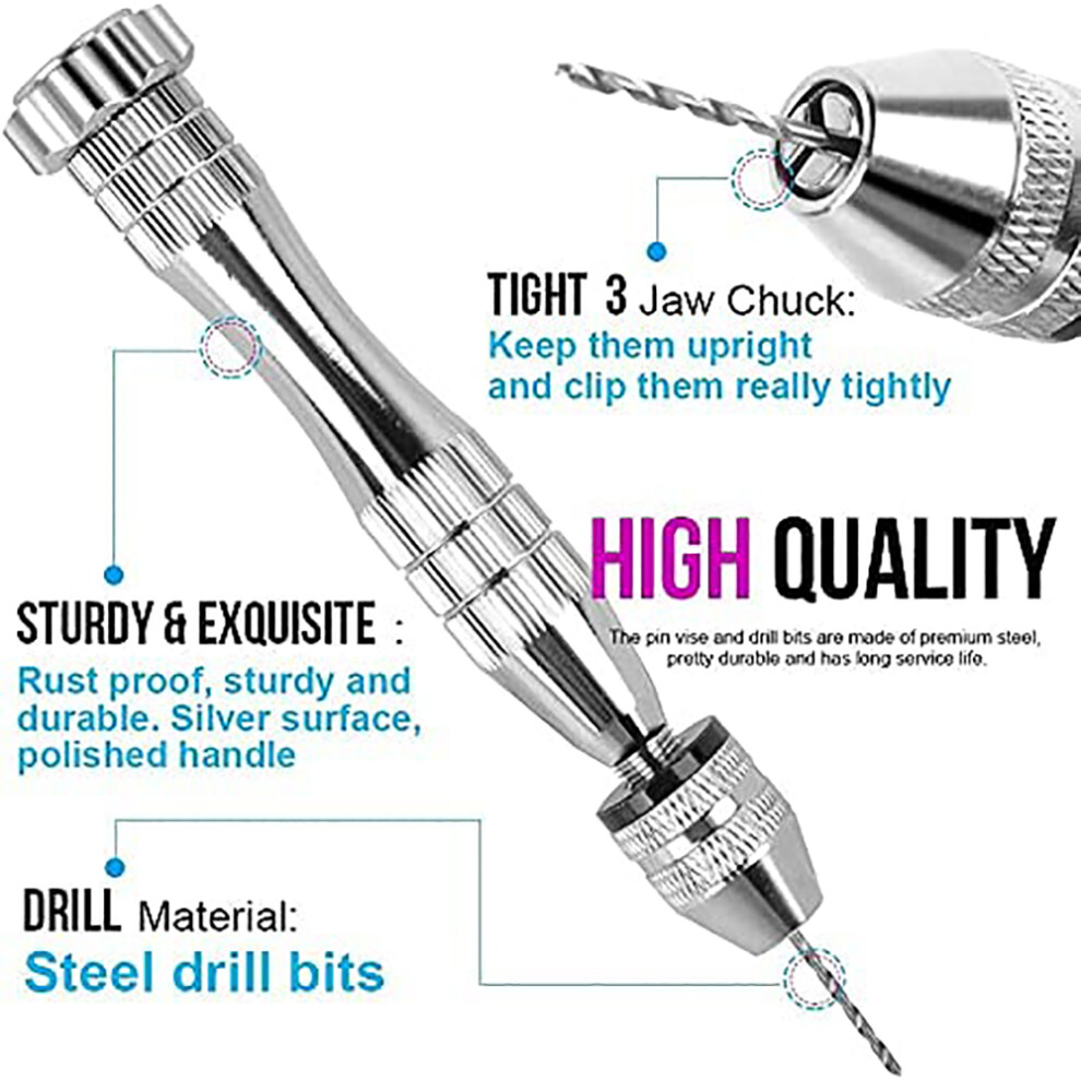 Hand Drill For Epoxy Resin, Mini Drill Pin Vise Hand Drill With 10 Twist Drills (0.8-3Mm), Mini Drill For Cast Resin 6228927273886