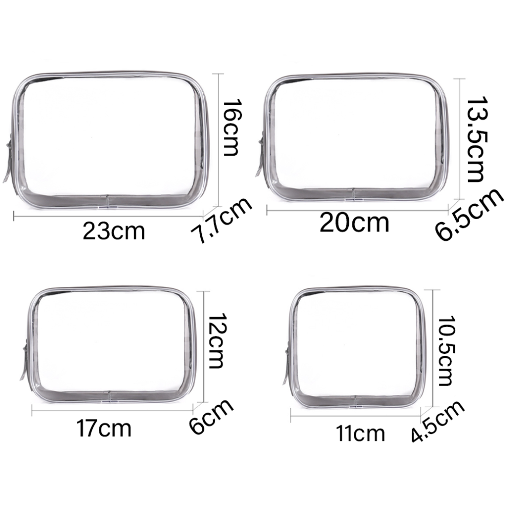 Limbo Clear Cosmetic Bag, Waterproof Pvc Zippered Toiletry Carry Pouch Portable Makeup Bag Organizer Bag Set