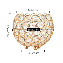 Tealight Holder Crystal Bowl Gold Candlestick Set of 2 Rod Candle Metal Decorative Candelabra Luxurious Candle Stand