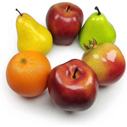 6Pcs Artificial Fruit Pack,Fake Fruits for Home Decor,Simulation Fruit Kit 2