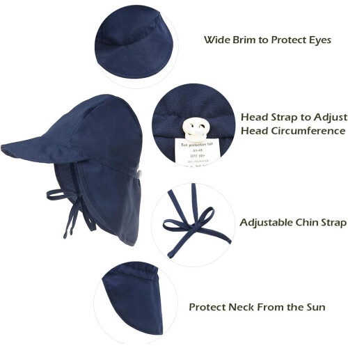 Children'S Big Brim Beach Hat-Grey 48-54Cm child 2