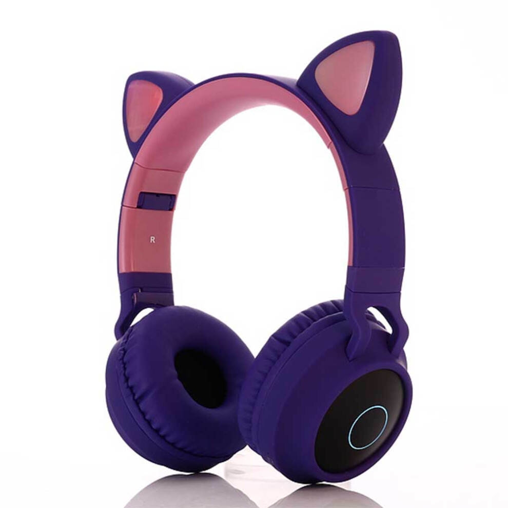 Cat Ears Bluetooth Wireless Headphones, Led Lighted Kids Wireless Headphones- Purple 6228927275439