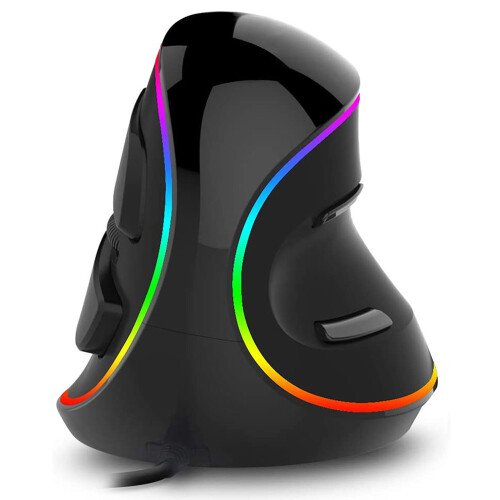 Wired Vertical Mouse Ergonomic Optical Mouse with Adjustable DPI, 6 Buttons and Detachable Wrist Rest