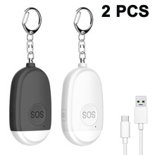 2Pcs GP100 SOS Safety Alarms - Black + White