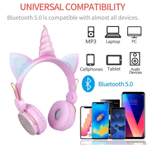 Unicorn Wireless Bluetooth Headset - Pink 2