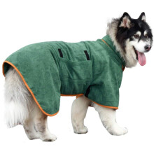 Dog Bathrobe Towel - Microfibre Fast Drying Super Absorbent Pet Dog Cat Bath Robe Towel,Soft Green L