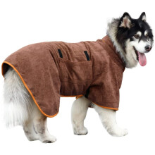 Dog Bathrobe Towel - Microfibre Fast Drying Super Absorbent Pet Dog Cat Bath Robe Towel,Soft Brown L