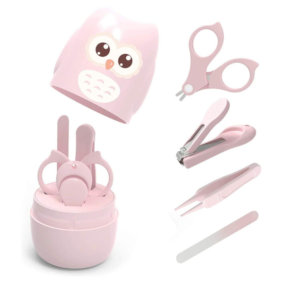 Baby Nail Kit, Baby Manicure Kit And Pedicure Kit With Cute Owl Shape Case. Light/Pink Limbo