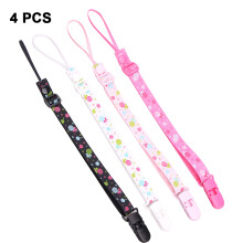4 Pcs Baby Pacifier Leashes Chain For Baby , Soother Chains For Boy Girl Newborn Baby-Rose Red+Pink+Black+White