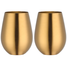 Father'S Day Gift Stainless Steel Stemless Wine Glass, Outdoor Portable Wine Glass For Pool - Gold