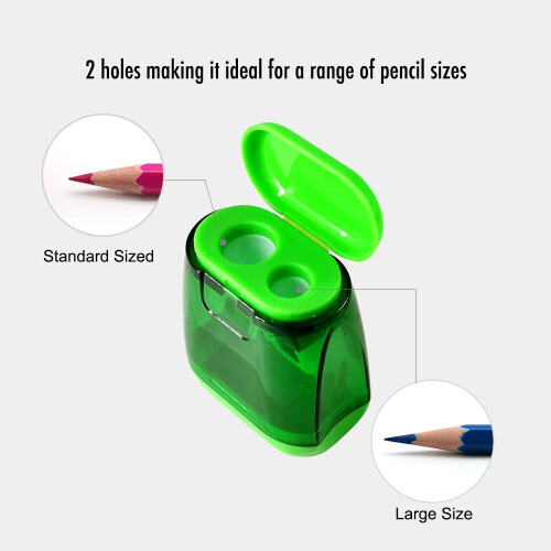 4-Piece Color Compact Double Hole Pencil Sharpener With Cover, Portable Pencil Sharpener 1
