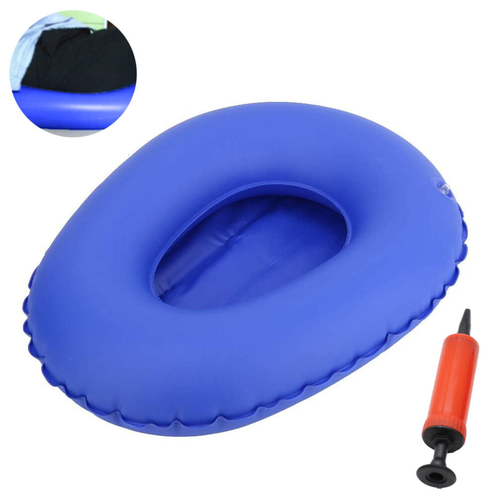 Washable Portable Air Inflation Blue Bed Pan Bedridden Elderly Inflatable Stool Bedsore Toilet