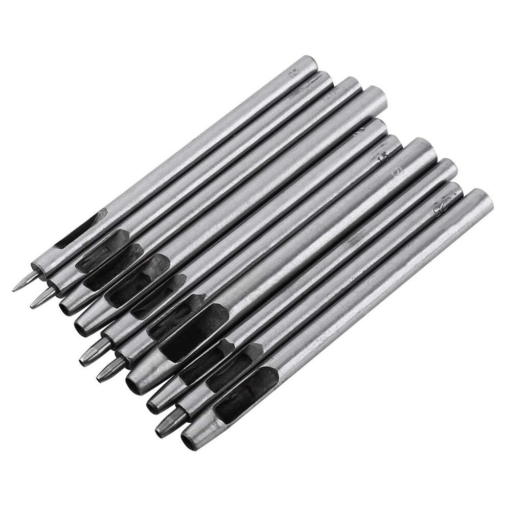 Hollow Hole Punch Hand Diy Tool 10Pcs Round Hole Leather Belt Cutter Craft Steel Puncher 0.5Mm To 5Mm 6228927279680