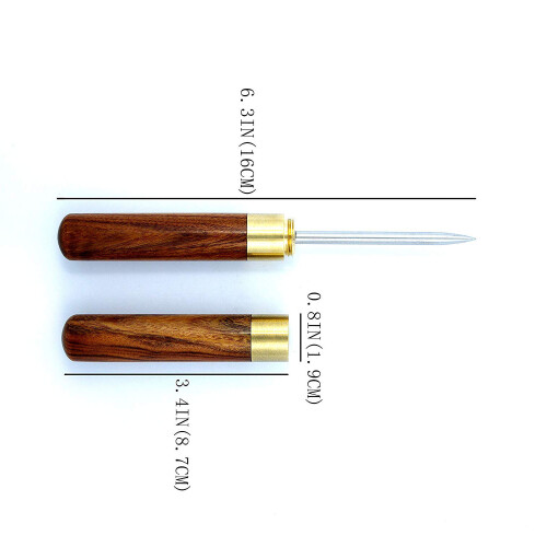 Stainless Steel Ice Pick with Wooden Handle Kitchen Tool (Light Brown A) 2