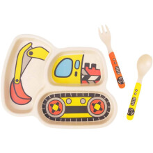 Kid Plate Set Bamboo Toddler Plates Dinnerware Dinner Dish Set Baby Feeding Spill Proof Divided Plate
