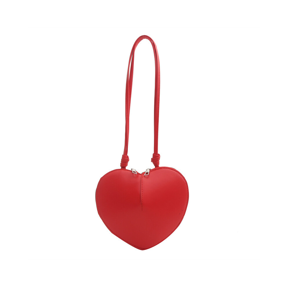 (Red) Heartshaped Shoulder Crossbody Bag Handbag Large Capacity Underarm Bag Women