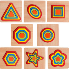 8 Piece Shape Puzzle Toddler Puzzle Games Wooden Toys Montessori Shape Sorting Puzzles