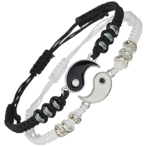 Bracelets for 2 Matching Yin Yang Adjustable Cord Bracelet